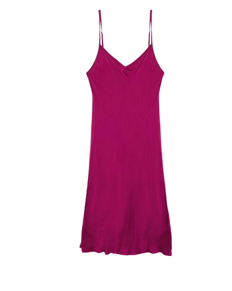 Front of a size 5 The Cabaret Slip Dress in Matte Pink Punch Satin in Punch Pink by BAACAL. | dia_product_style_image_id:323987